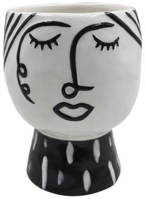 POT FACE fehér és fekete porcelán váza