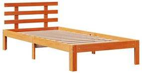 viaszbarna tömör fenyőfa ágykeret fiókokkal 75 x 190 cm
