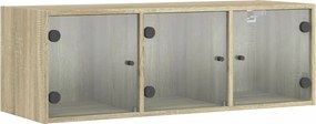 vidaXL sonoma tölgy színű faliszekrény üvegajtókkal 102 x 37 x 35 cm