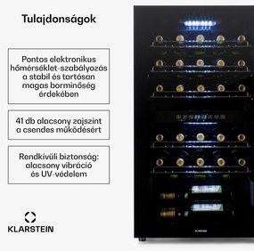 Klarstein Shiraz 29 Duo, borhűtő, 80 liter, 29 palack, 2 zóna, 5 - 22 °C, érintős, fekete