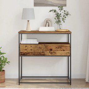 Konzol Asztal Régi Fa 75x40x75 cm Mérnöki Fa és Acél