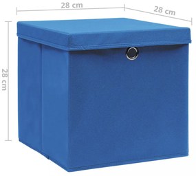 vidaXL 10 db kék fedeles tárolódoboz 28 x 28 x 28 cm