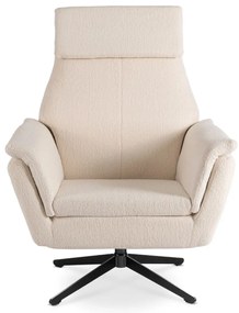 Elegáns Forgó Pihenőfotel Krém Bouclé Szövettel. TERRY