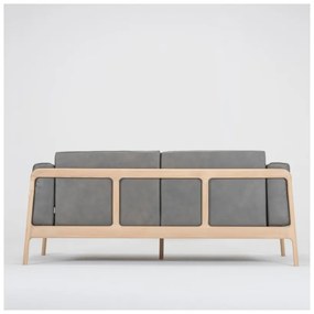 Fawn szürke kanapé bivalybőrből, tömör tölgyfa szerkezettel, 180 cm - Gazzda