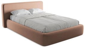 Világos rózsaszín kárpitozott ágyneműtartós franciaágy ágyráccsal 140x200 cm Kiana – Makamii