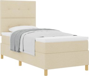 vidaXL Boxrugós ágy matracmal fejtámlával Krém 90 x 190 cm szövet