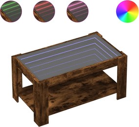 vidaXL füstös tölgy szerelt fa dohányzóasztal LED-del 93 x 53 x 45 cm