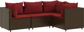 vidaXL 4 részes barna polyrattan kerti ülőgarnitúra párnákkal