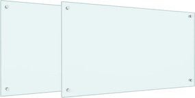 vidaXL Konyhai splashback 2 pcs Fehér 90 x 50 cm edzett üveg