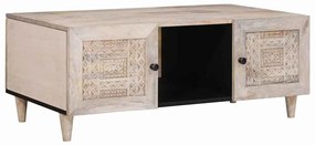 Dohányzóasztal polcokkal Bézs 100 x 54 x 40 cm tömör mangófa