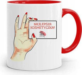 Piros Bögre Kozmetikusnak A Legjobb Ajándék fényképes nyomtatással