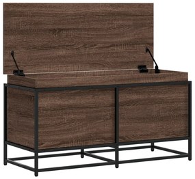 barna tölgy színű szerelt fa tárolóláda fedéllel 100x40x51,5 cm