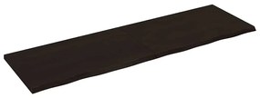 sötétbarna kezelt tömör fa fürdőszobai pult 200x60x(2-4) cm