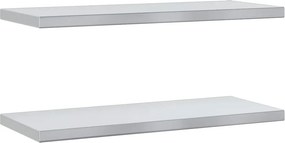 vidaXL 2 db ezüstszínű rozsdamentes acél fali polc 75 x 30 x 3 cm