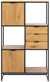 Fekete könyvespolc tölgyfa dekorral 85x141 cm Swindon - Actona