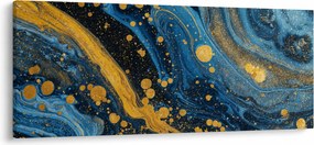 Kép - Kék absztrakció arannyal (120x50 cm)
