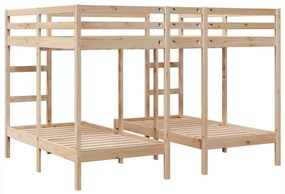 tömör fenyőfa tripla emeletes ágykeret 160x200/80x160 cm