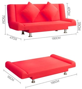 Kinyitható 2 személyes kanapé párnákkal piros KB-R