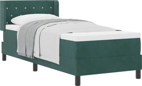 vidaXL Boxrugós ágy matracmal Sötétzöld 200 x 80 cm Poliészter