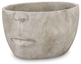 Cyrus design görög stílusú emberi arcot ábrázoló cement virágtartó kaspó szürke 17,5x28x30cm