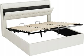 Kárpitozott ágy 180x200 Franciaágy Hidraulika Fejtámla tárolórekesz