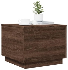 barna tölgyszínű dohányzóasztal LED-lámpákkal 50 x 50 x 40 cm