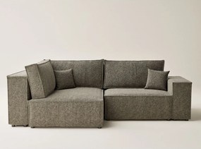 Barna zsenília kinyitható-tárolóhelyes sarokkanapé (bal oldali-L alakú) Tonga – Maison de Rêve