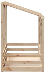 tömör fenyőfa gyerekágy tetővel 70 x 140 cm