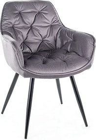 Kárpitozott szék Cherry Velvet szürke/fekete Sig