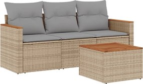 vidaXL 4 részes vegyes bézs polyrattan kerti ülőgarnitúra párnákkal
