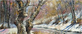 Egy festett téli táj képe (120x50 cm)