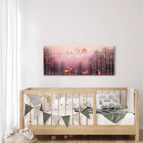 Kép - Szarvas a lenyugvó nap fényében (120x50 cm)