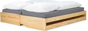 Ágy kihúzható pótágyakkal, természetes, tömörfa, 90x200, FLOPY