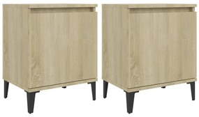 sonoma tölgy színű éjjeliszekrények fém lábbal 40 x 30 x 50 cm