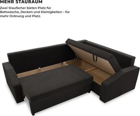 Grande Plus sarokkanapé, jobboldali, szövet anyag, fekete