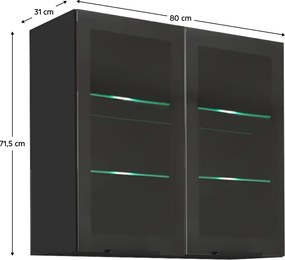 Felső szekrény, fekete, ARAKA/MENZO/SIBER 80 GS-72 2F