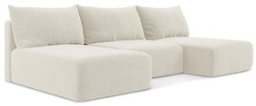 Krémszínű kinyitható-tárolóhelyes sarokkanapé Kalena – Makamii