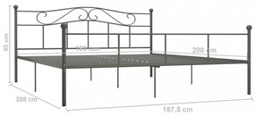 szürke fém ágykeret 180 x 200 cm