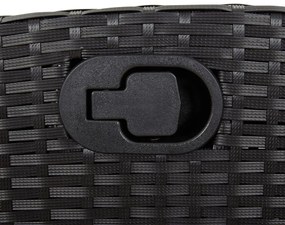 3 részes fekete polyrattan kerti étkezőgarnitúra párnákkal