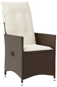 5 részes barna polyrattan kerti étkezőgarnitúra párnákkal