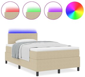 Box Spring Ágy Matraccal &amp; LED Fénnyel Zöld Szürke 120x200 cm Bársonyos Anyag