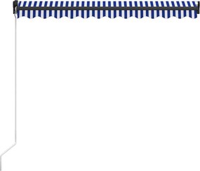 Kék és fehér kézzel kihúzható napellenző 350 x 250 cm