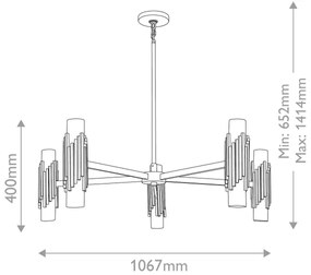 Elstead MARVELE10-AB-OPAL - Rúddal szerelt MARVELE csillár 10xE14/40W/230V, arany