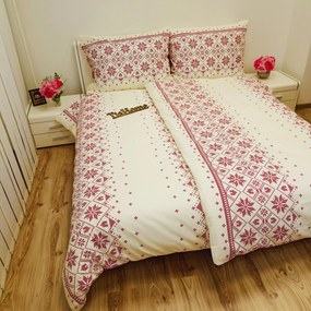 Etnico bordó pamut lepedők TiaHome - 1x Párna 90x70cm, 1x Paplan 140x200cm