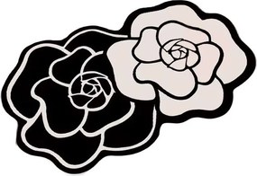 Fekete-fehér fürdőszobai kilépő 60x100 cm Bungari Rose – Foutastic