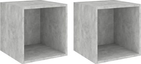 vidaXL 2 db betonszürke szerelt fa fali szekrény 37 x 37 x 37 cm