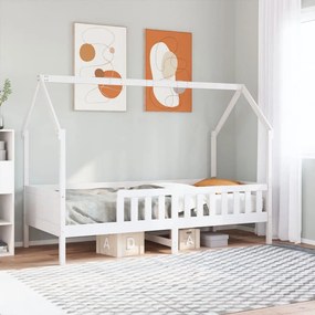 fehér tömör fenyőfa házikó gyerekágykeret 80 x 200 cm