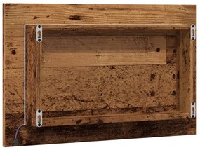 antik fa színű fürdőszobatükör LED-világítással 60x8,5x38 cm