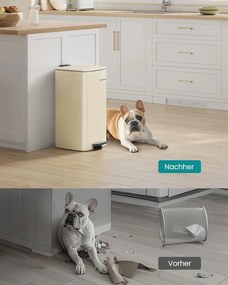 Konyhai szemetes, 30 literes, pedálos kuka, acél, 28,5 x 28,3 x 49,5 cm, homokbézs