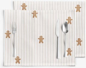 Goldea karácsonyi pamut reggeliző alátét - mézeskalácsok és csíkok - 2db 30 x 40 cm